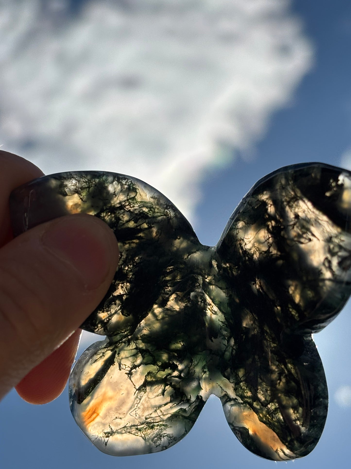 Moss Agate 3D Butterfly