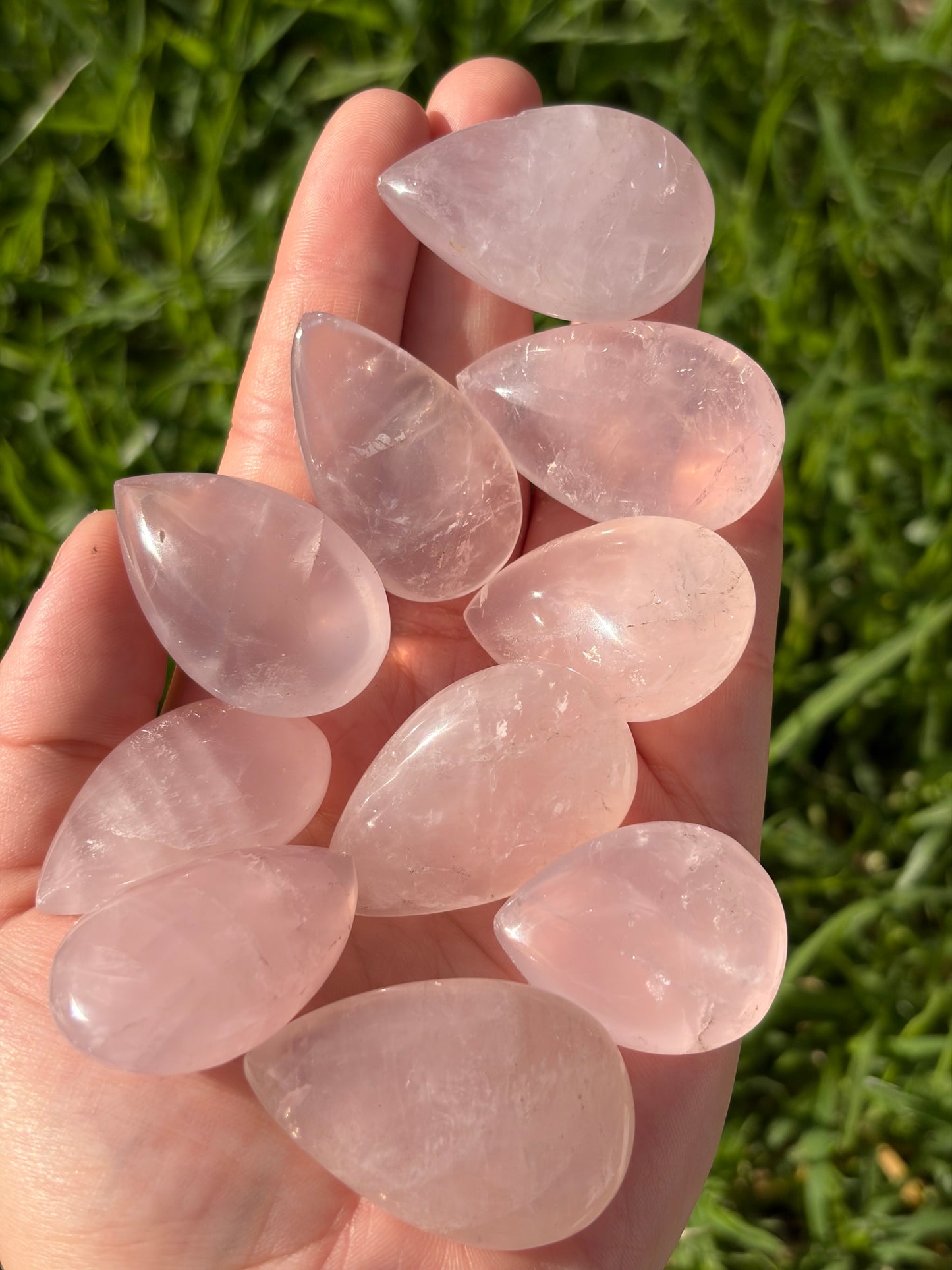 Rose Quartz Teardrop Carvings