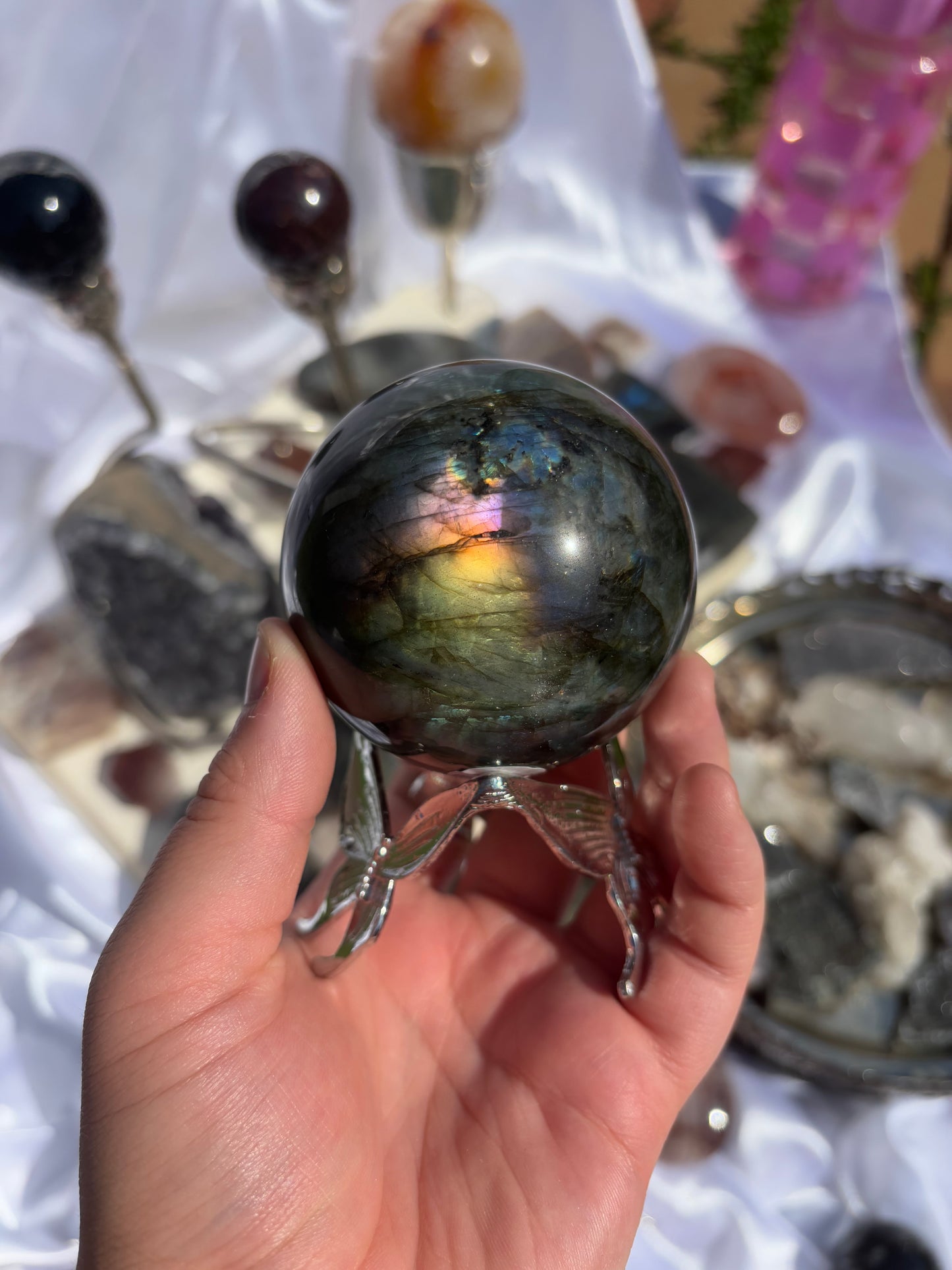 Sliver Butterfly Sphere Stand