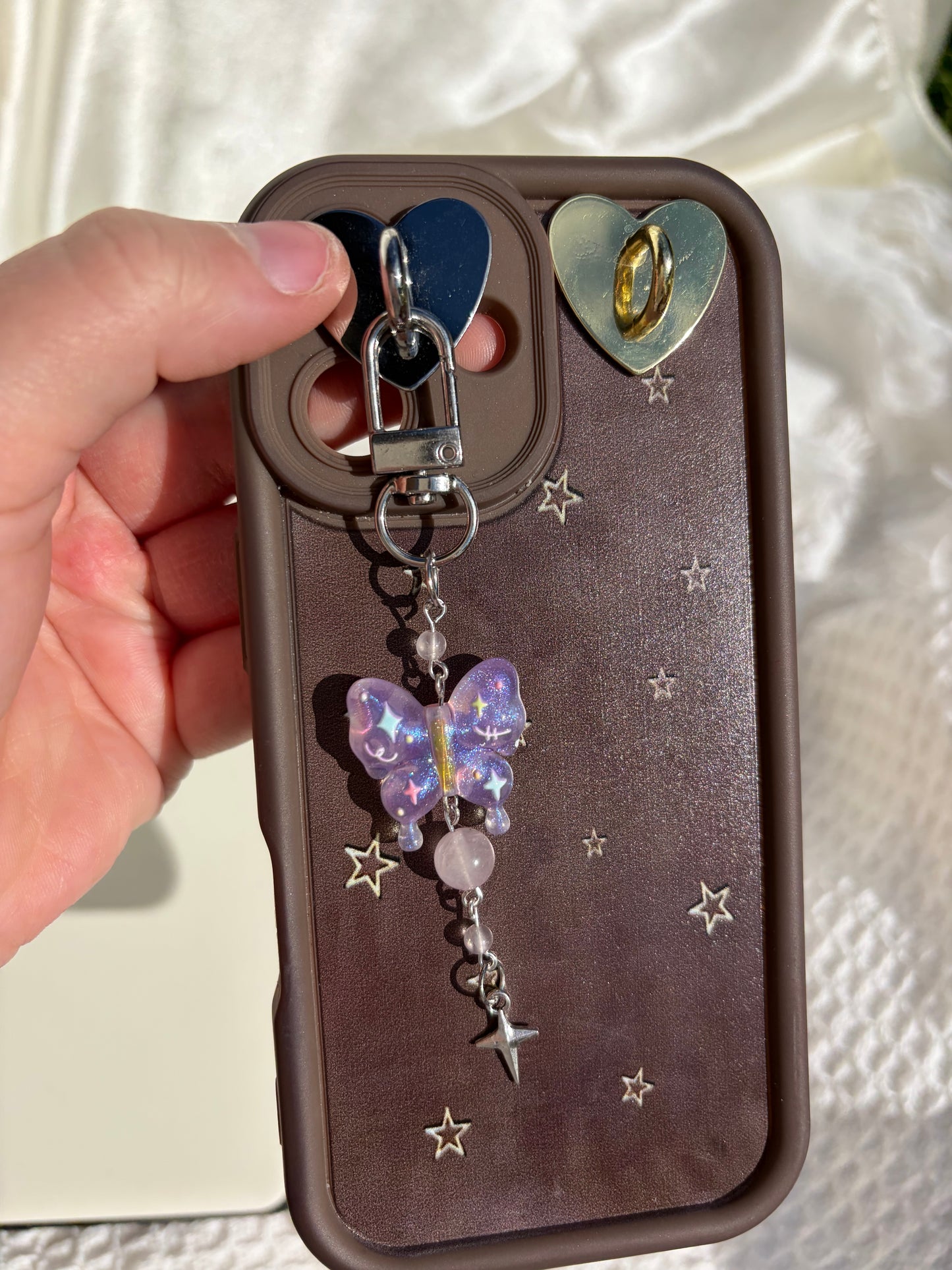 Purple Sliver Mini Charm Accessory With Clear And Rose Quartz (MAIA)