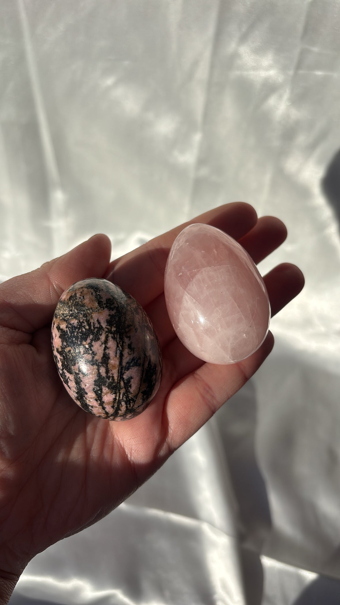 Rhodonite And Rose Quartz Egg Bundle