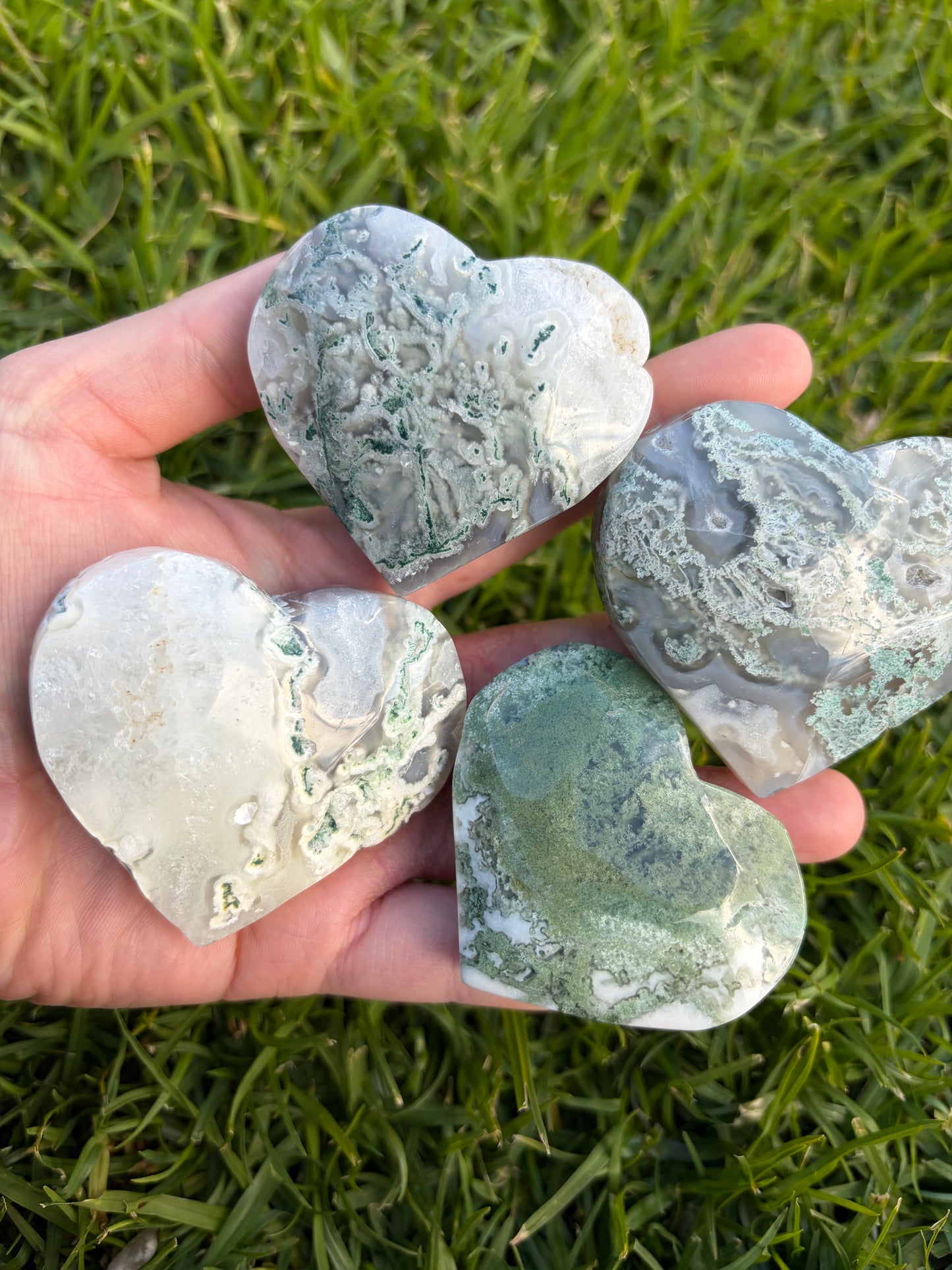 Moss Agate Hearts