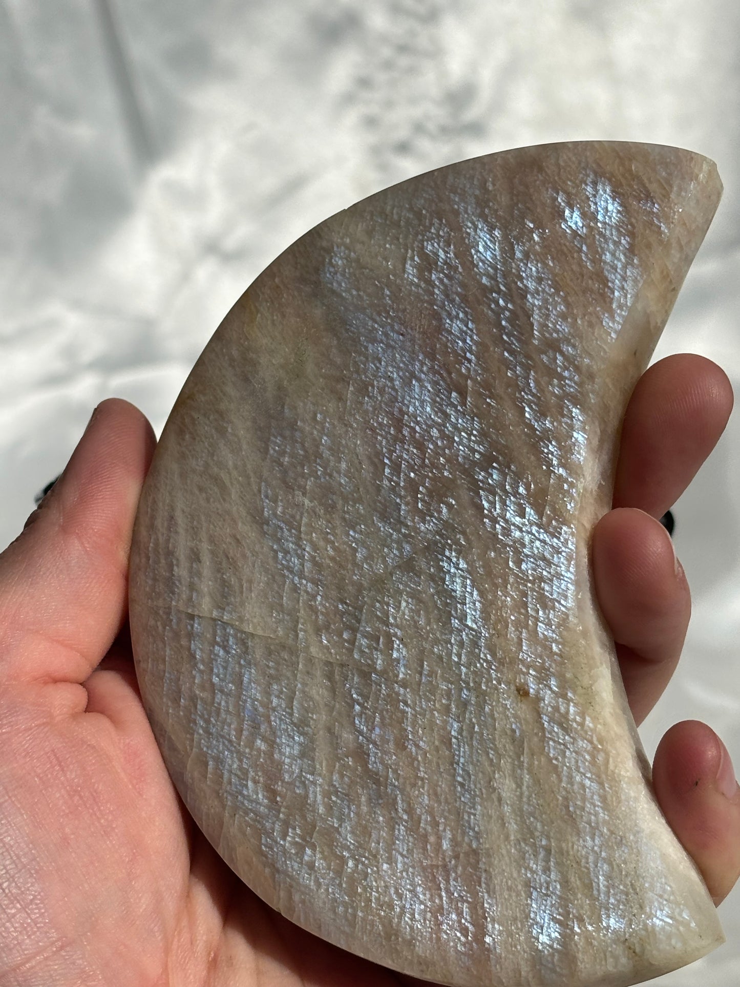 Flashy Moonstone Moon On Stand