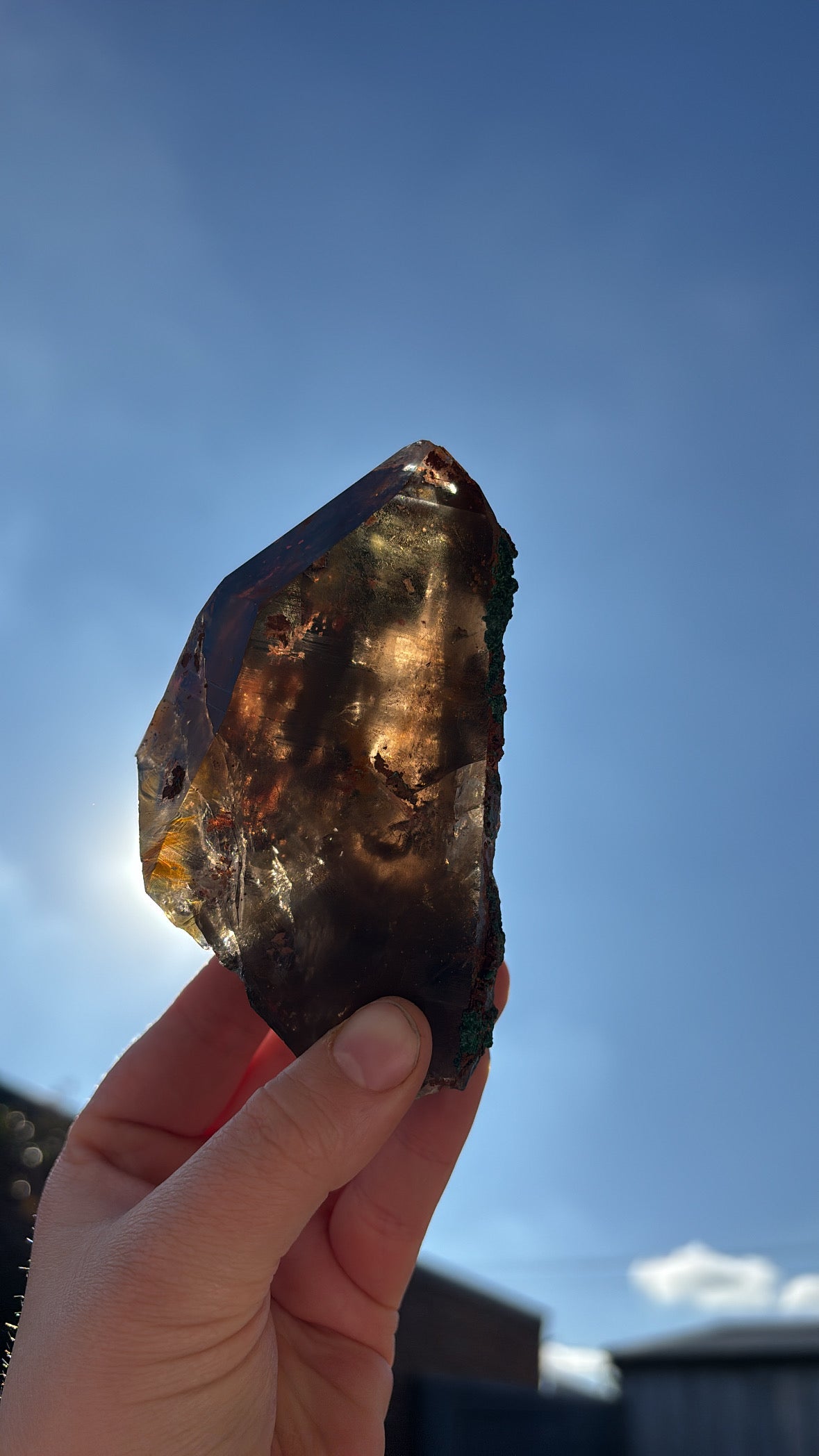 Malachite On Smokey Quartz