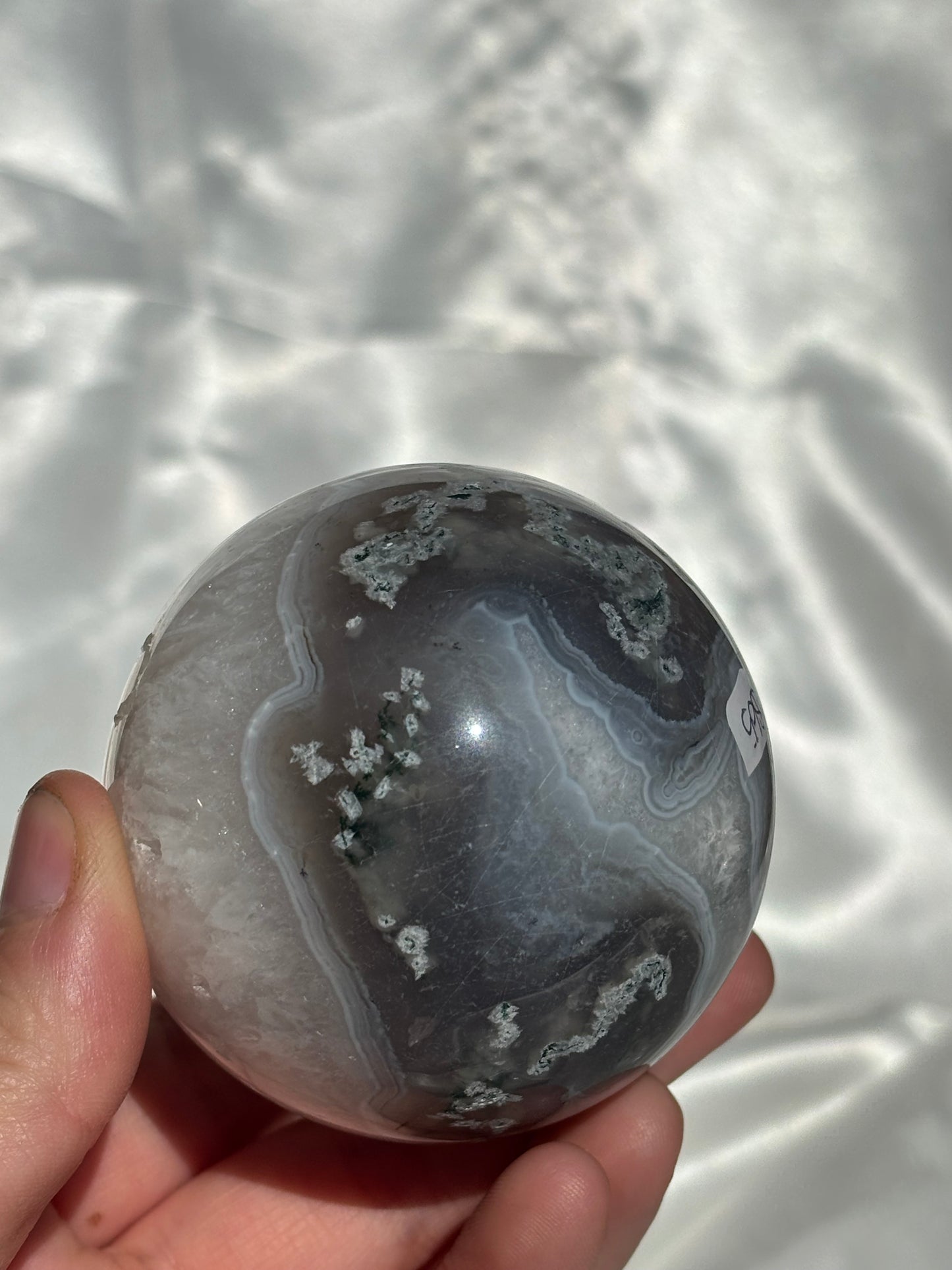 Moss Agate Sphere With Druzy