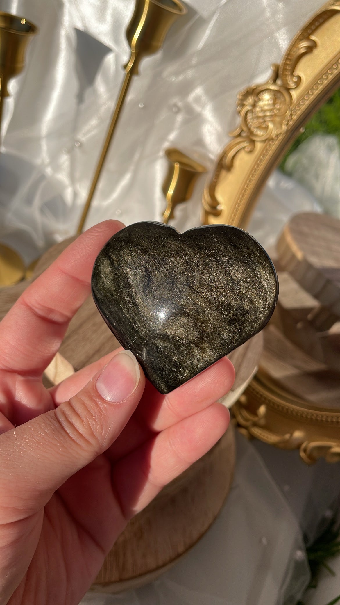 Gold Sheen Obsidian Heart