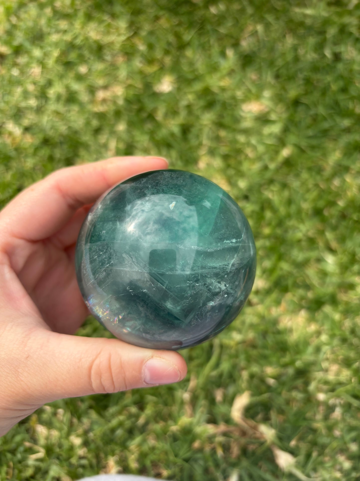 Rainbow Fluorite Sphere With Rainbows And Banding