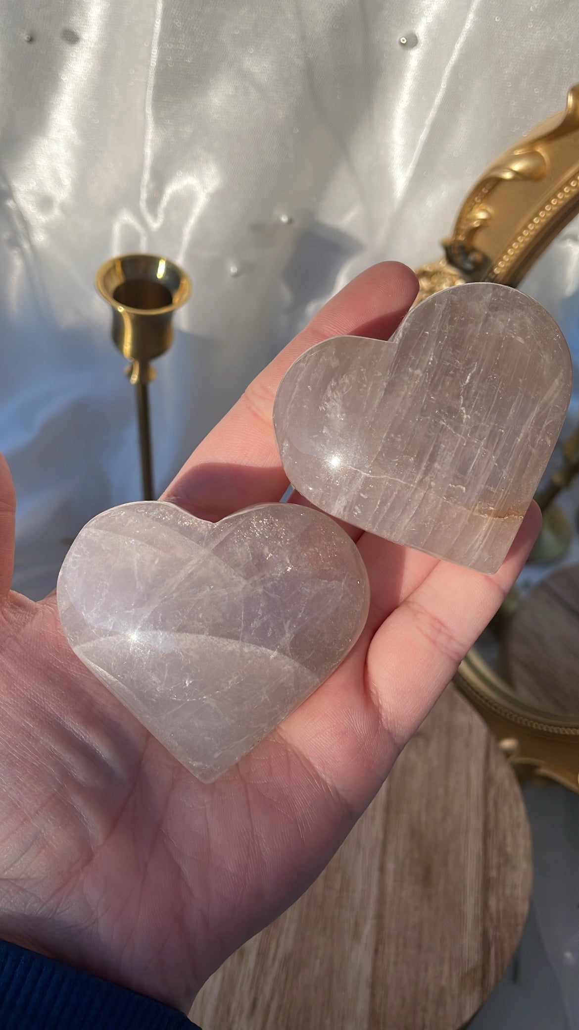 Blue Rose Quartz Hearts