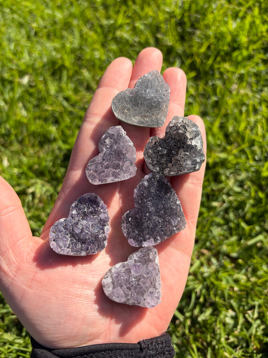 Amethyst Cluster Hearts