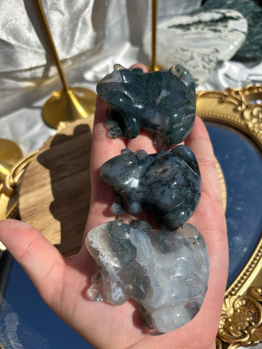 Moss Agate Frogs