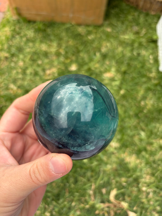 Rainbow Fluorite Sphere With Banding And Rainbows