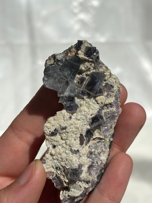 Fluorite With Pyrite On Matrix Specimen