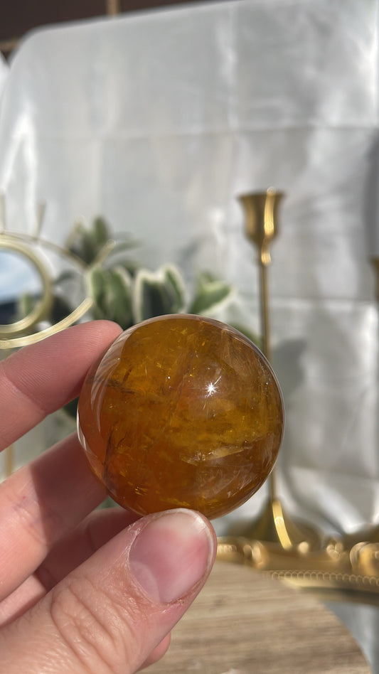 Yellow Fluorite With Mica Sphere