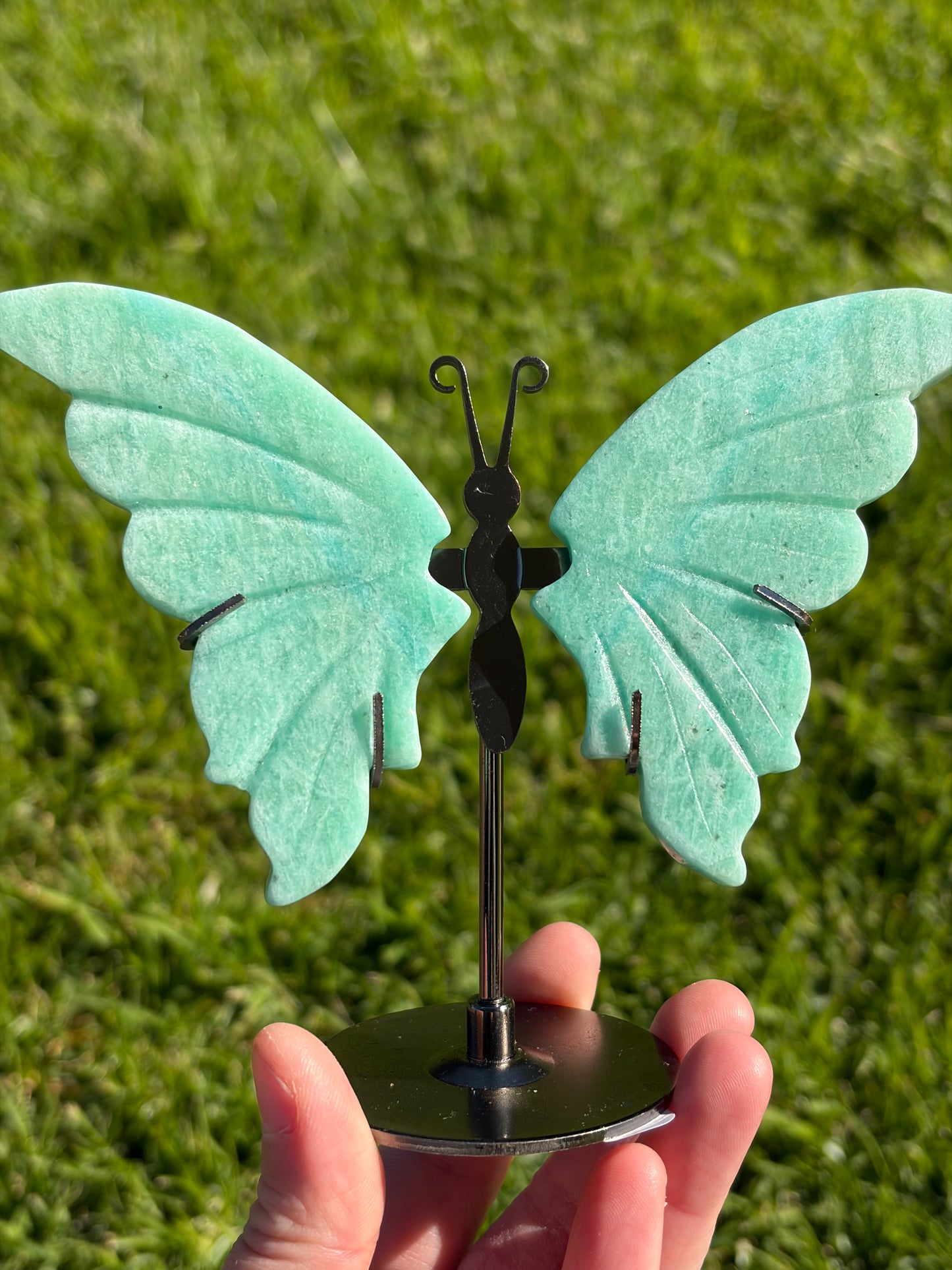 Amazonite Butterfly Wings On Stand