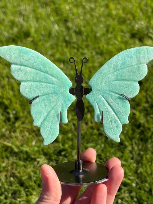 Amazonite Butterfly Wings On Stand