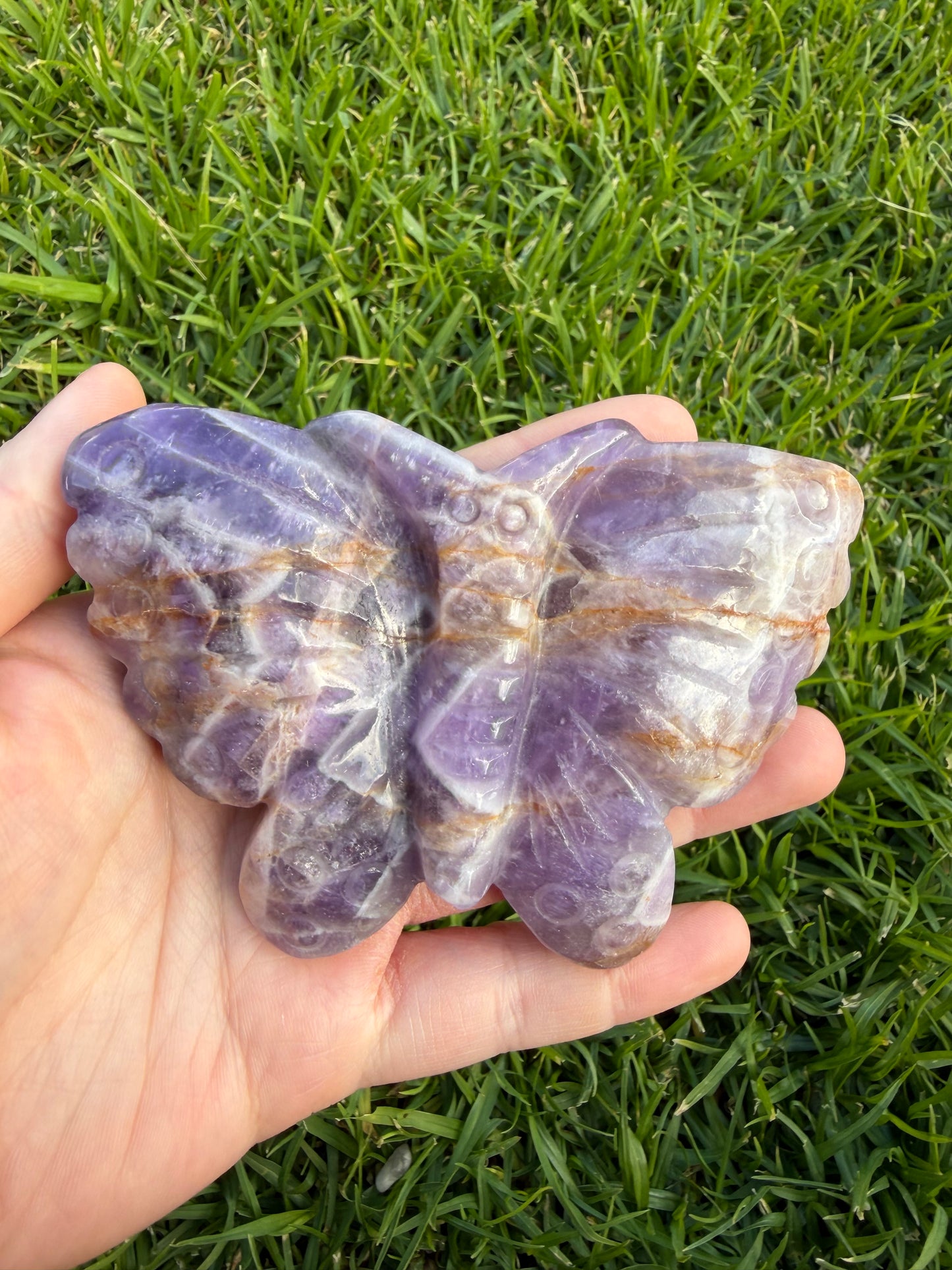 Chevron Amethyst Butterfly Carving