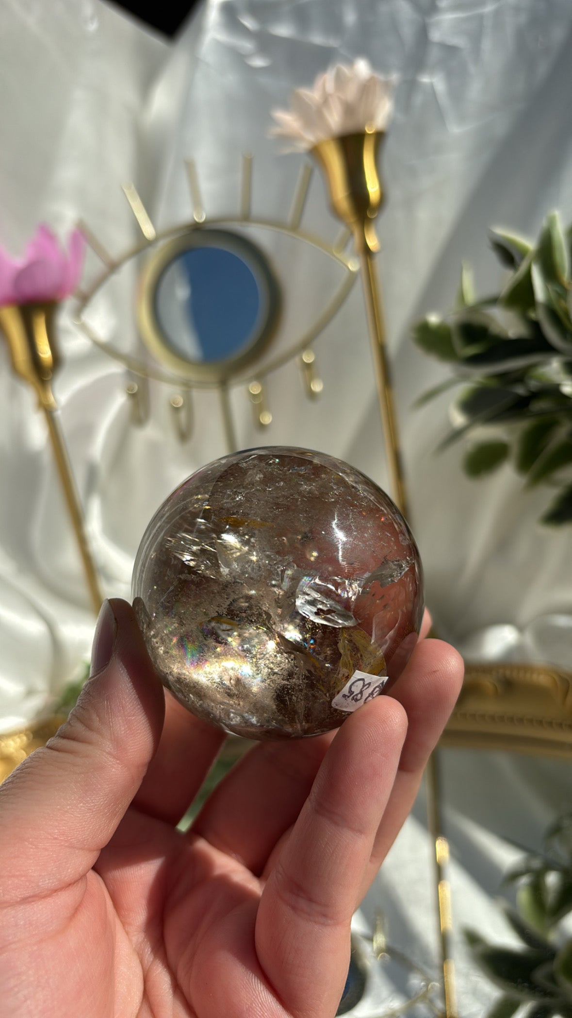 High Quality Smokey Quartz Sphere With Rainbows