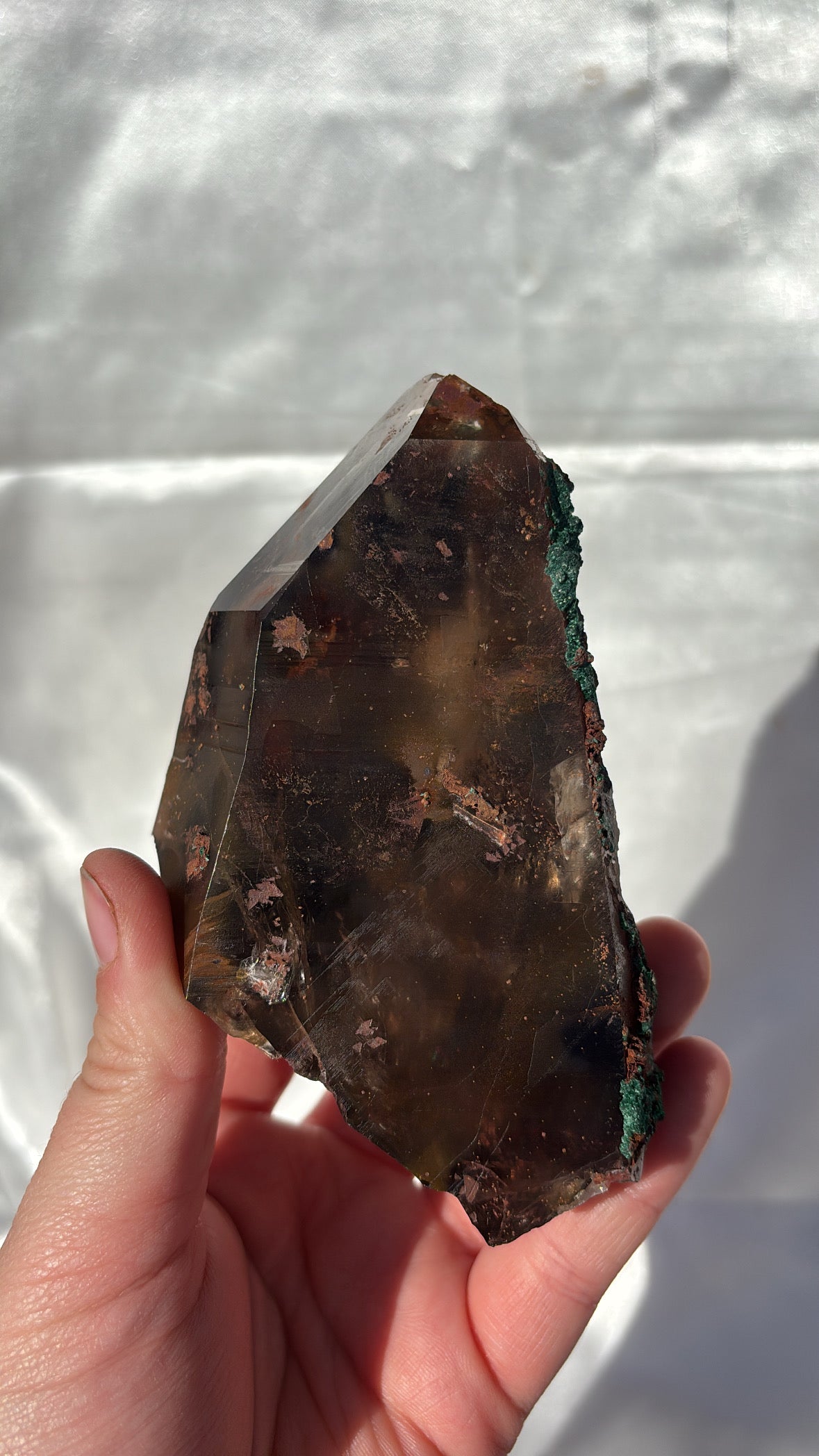 Malachite On Smokey Quartz