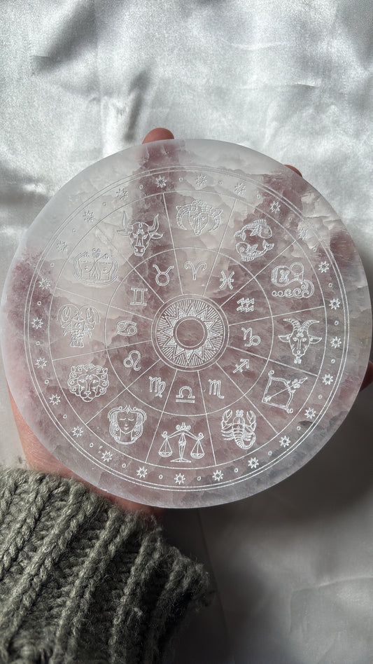 Zodiac Selenite Plate