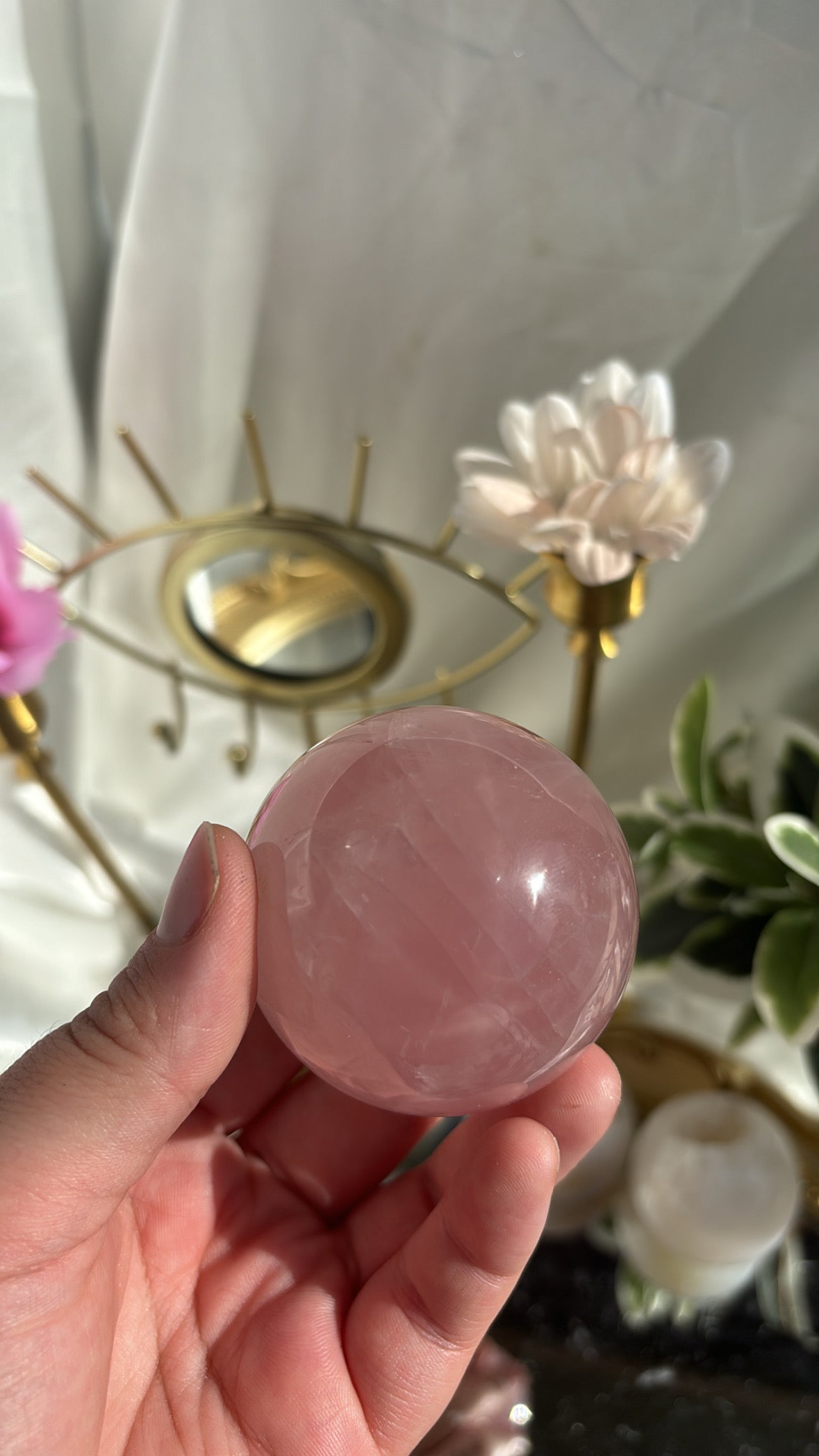 Rose Quartz Sphere With Star