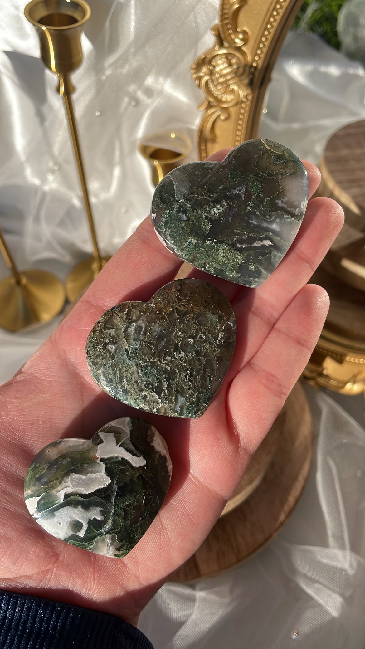 Moss Agate Hearts