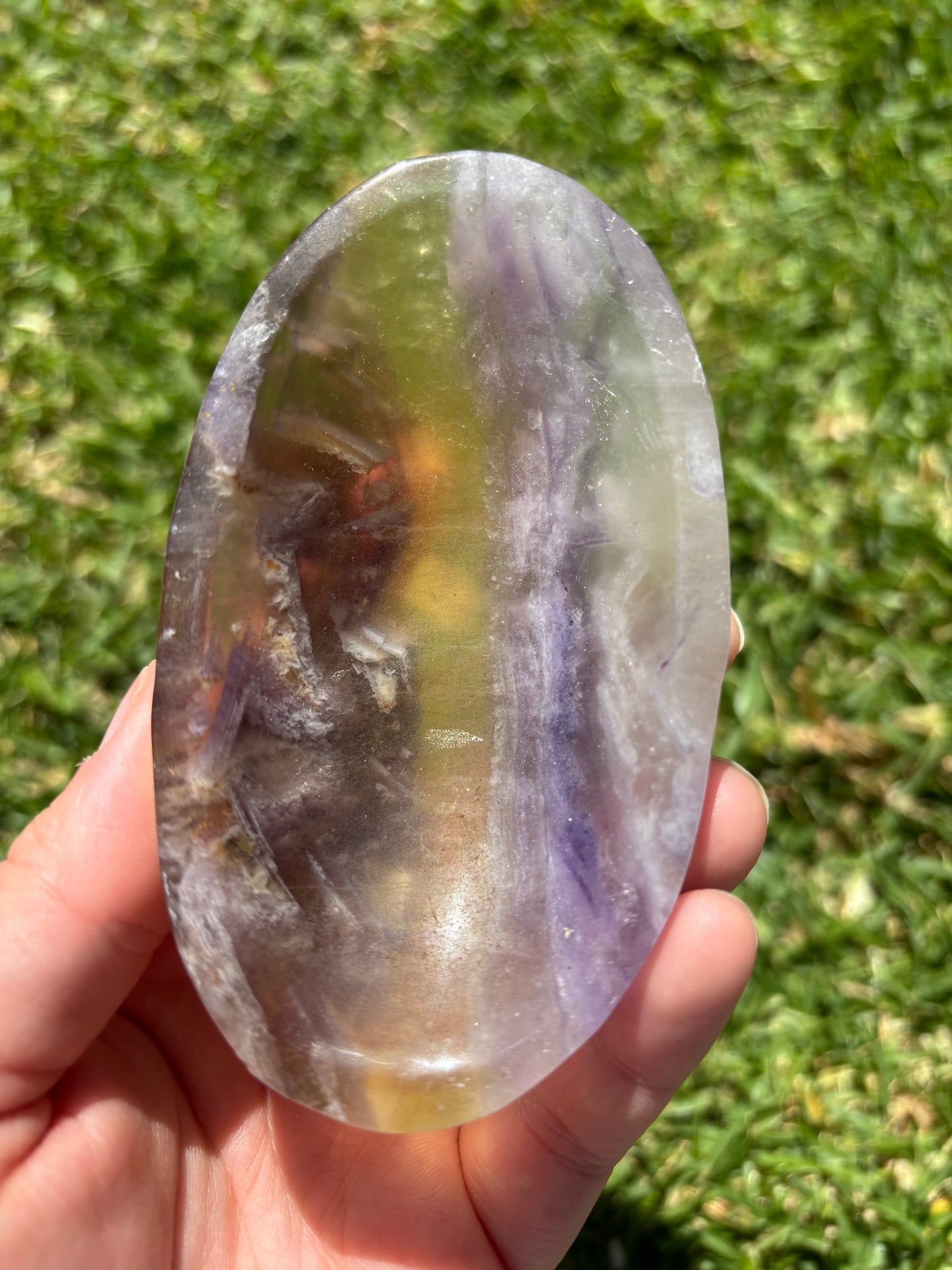 Purple And Yellow Fluorite Bowl With Inclusions