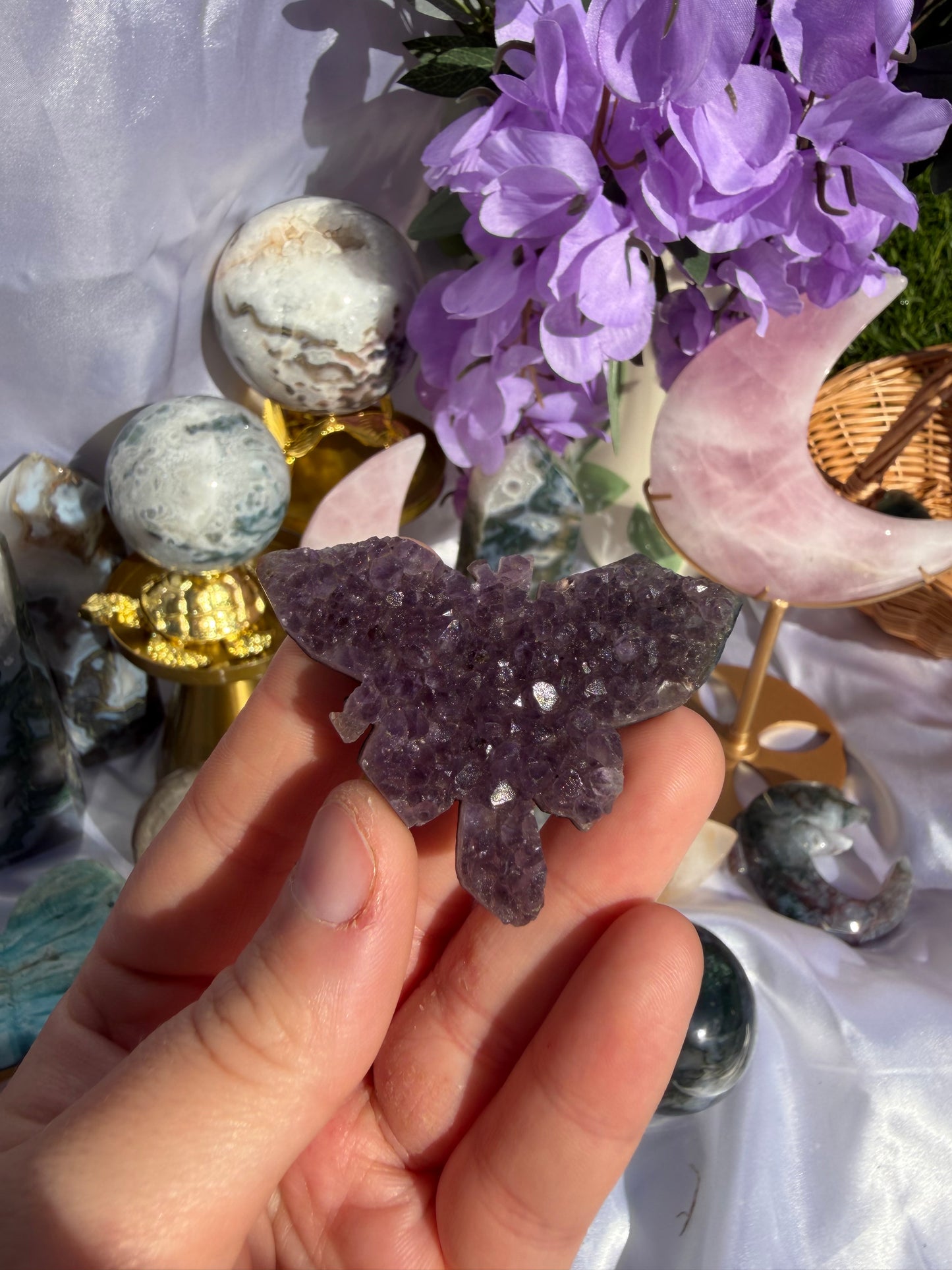 Amethyst Cluster Butterfly Carving