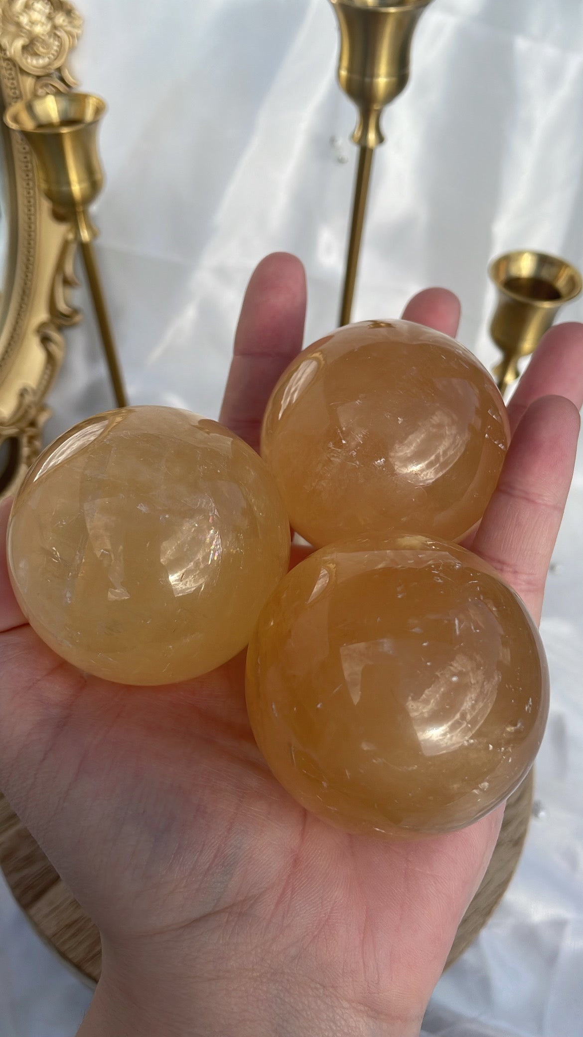 Honey Calcite Spheres