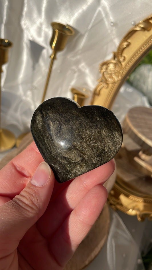 Gold Sheen Obsidian Heart