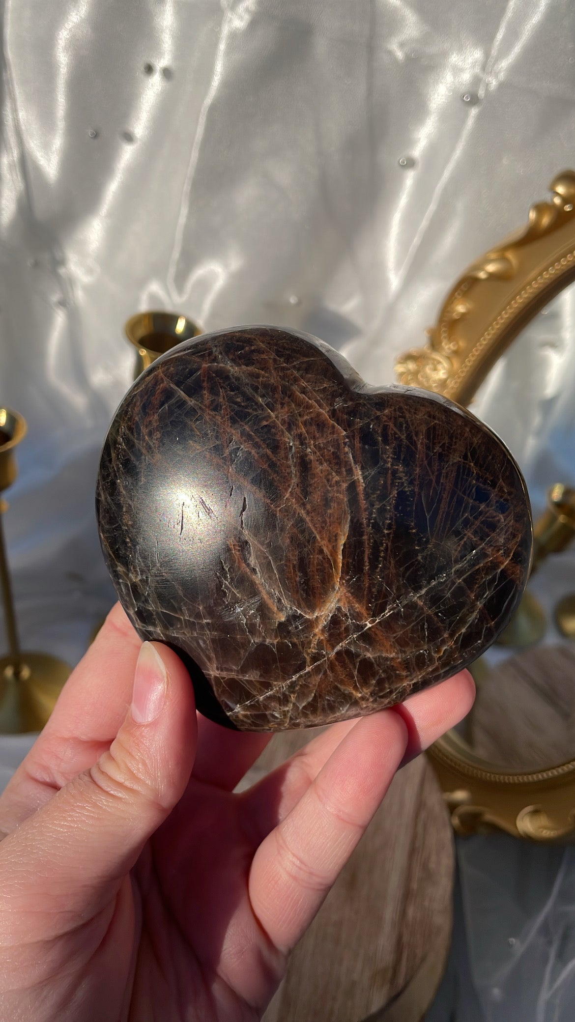 Black Moonstone Heart