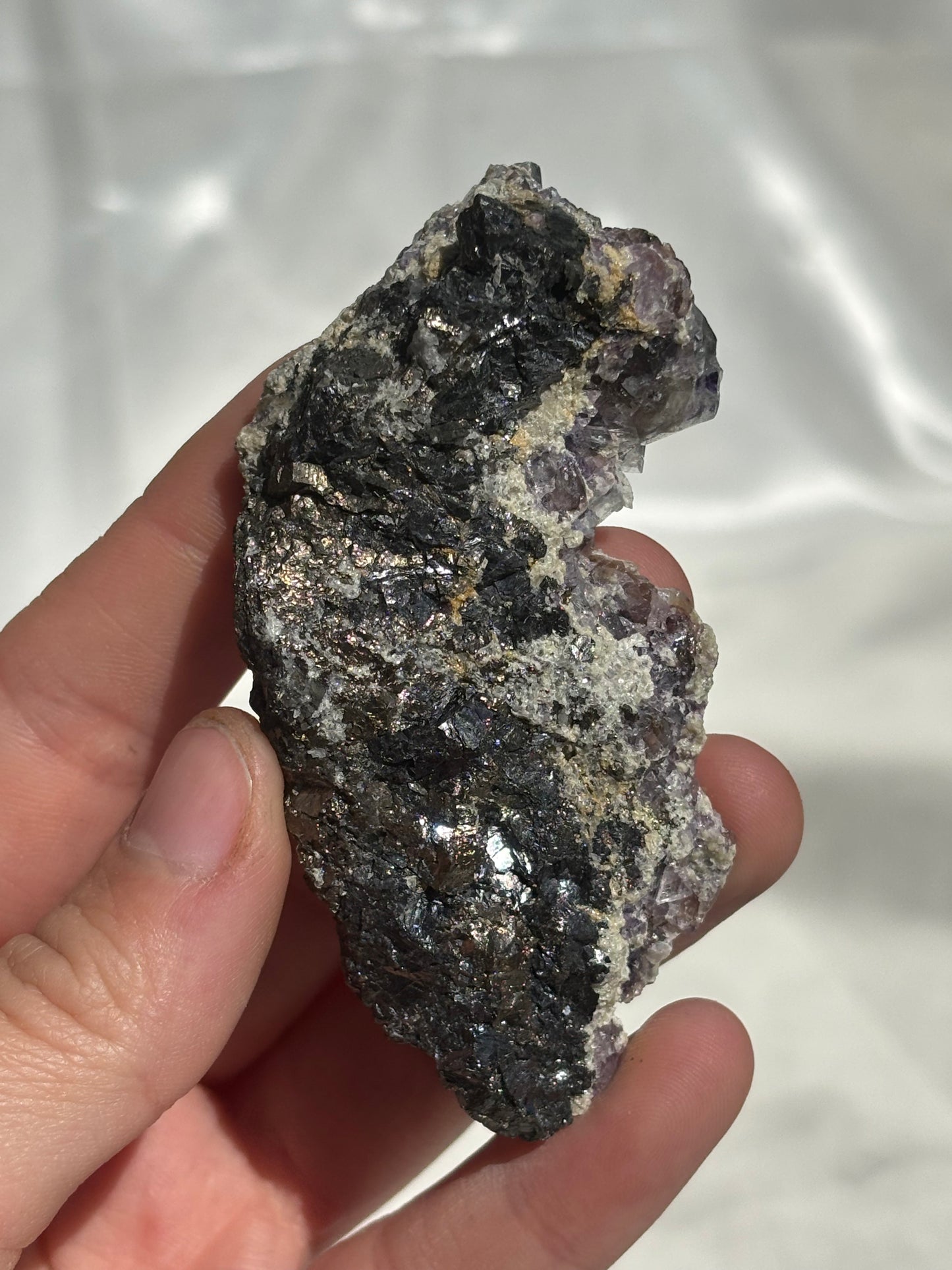 Fluorite With Pyrite On Matrix Specimen