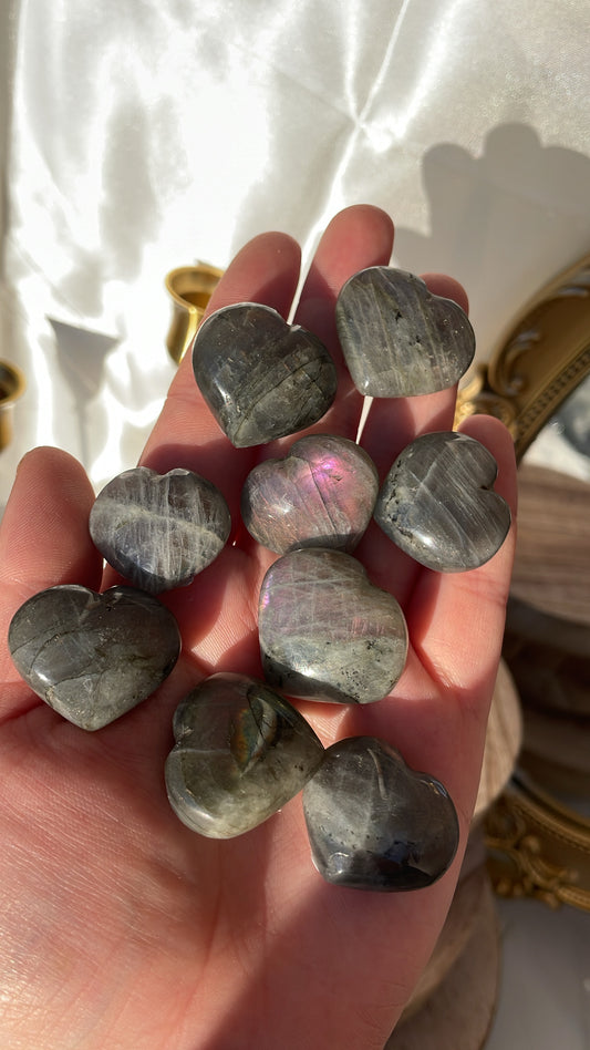 Mini Labradorite Hearts