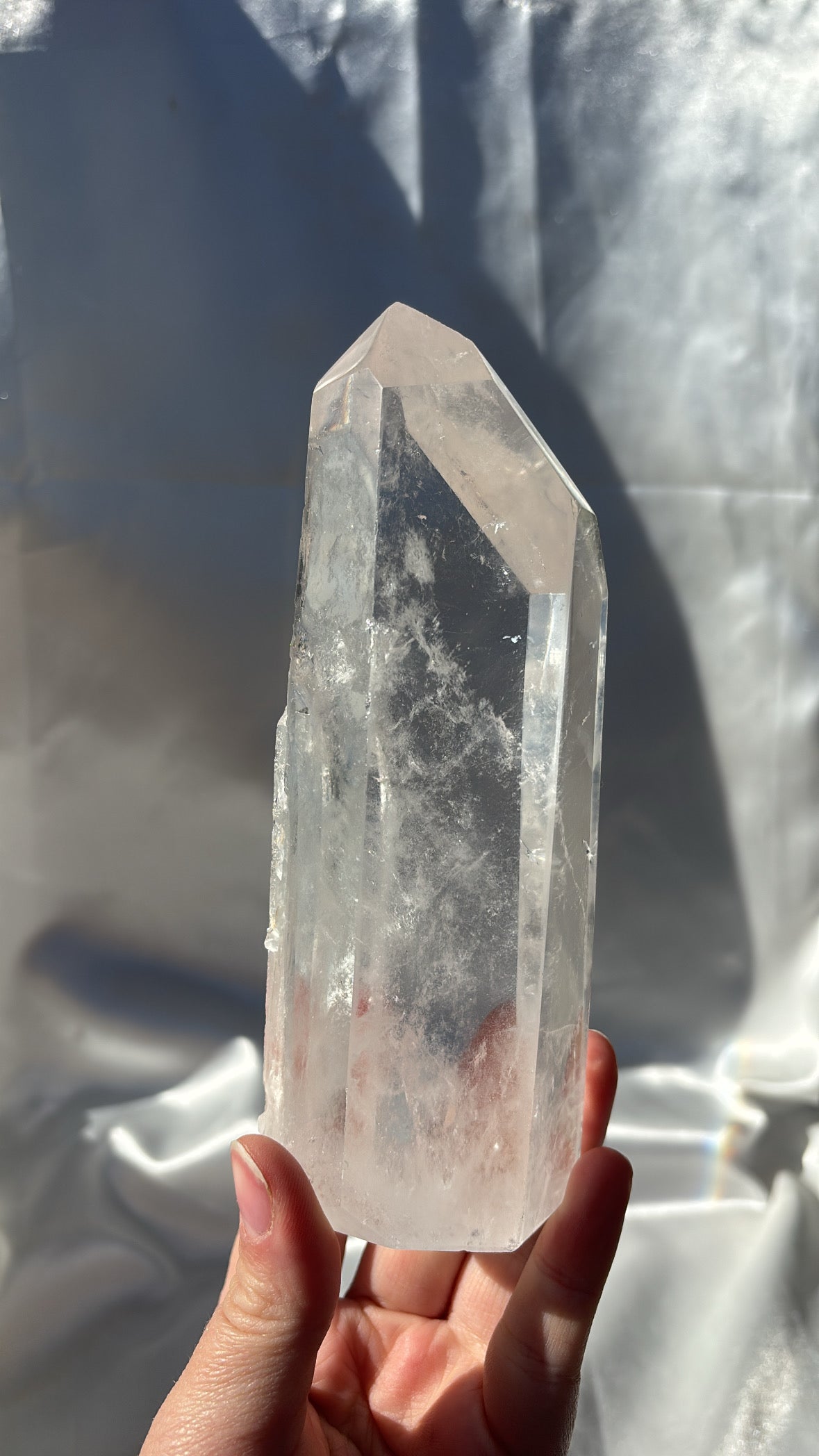 Clear Quartz Tower With Natural Double Point
