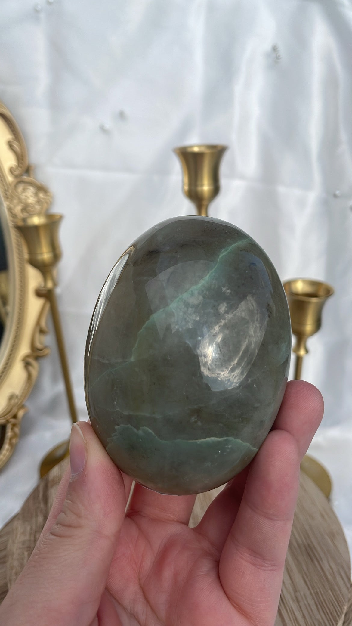 Jumbo Green Moonstone Palmstone