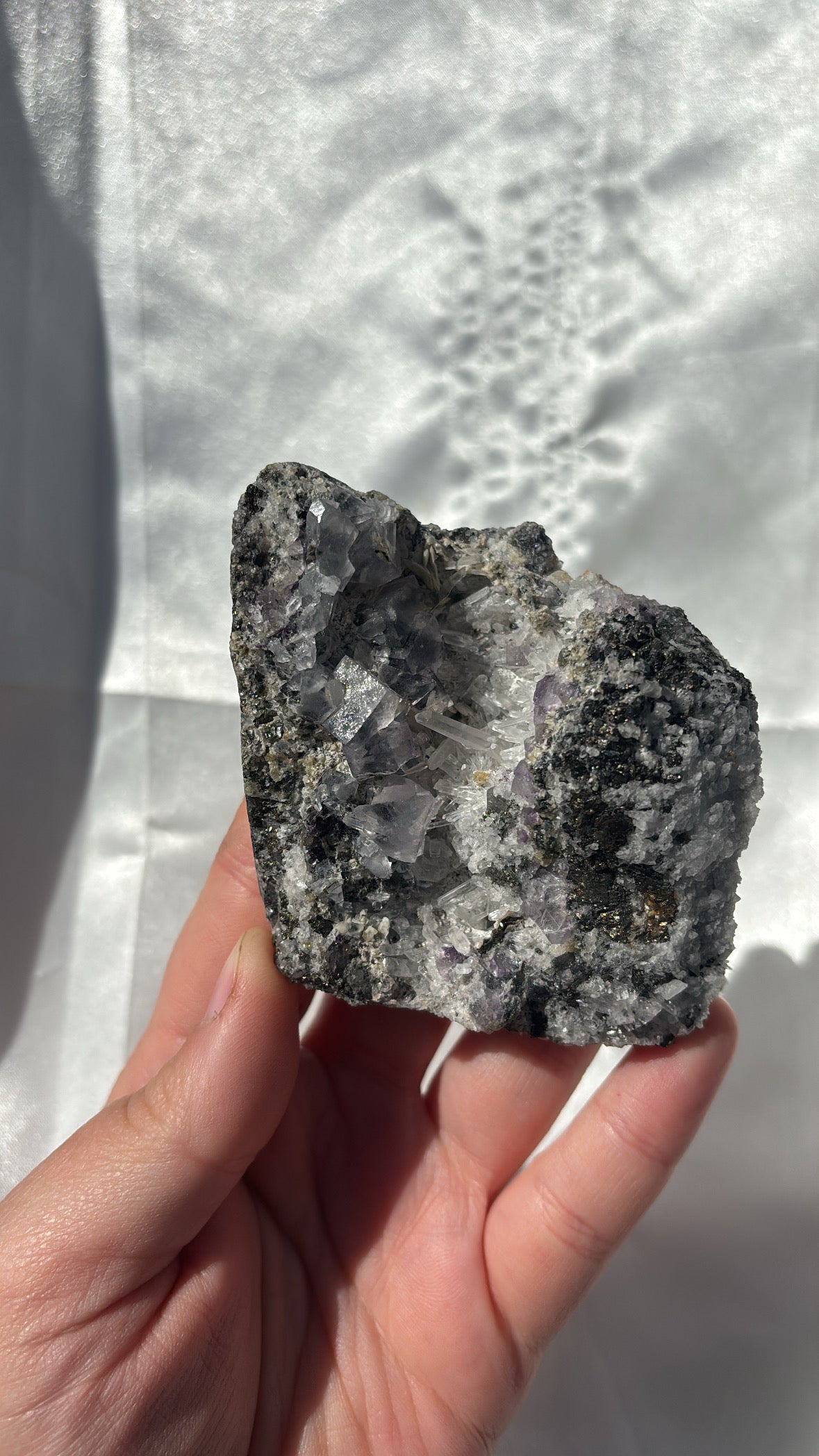 Fluorite With Pyrite And Quartz From Zhejiang