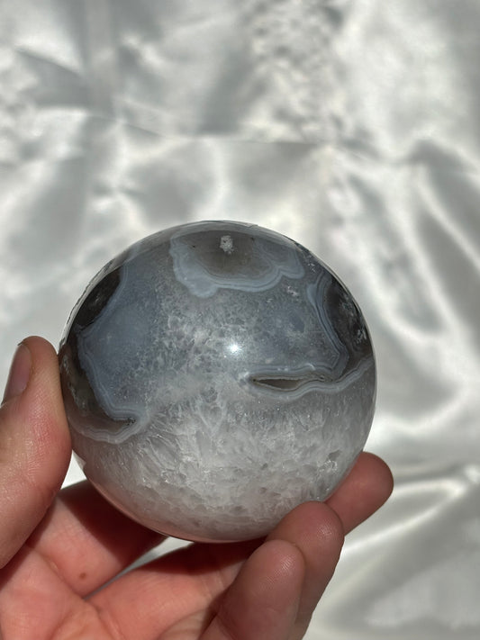 Moss Agate Sphere With Druzy