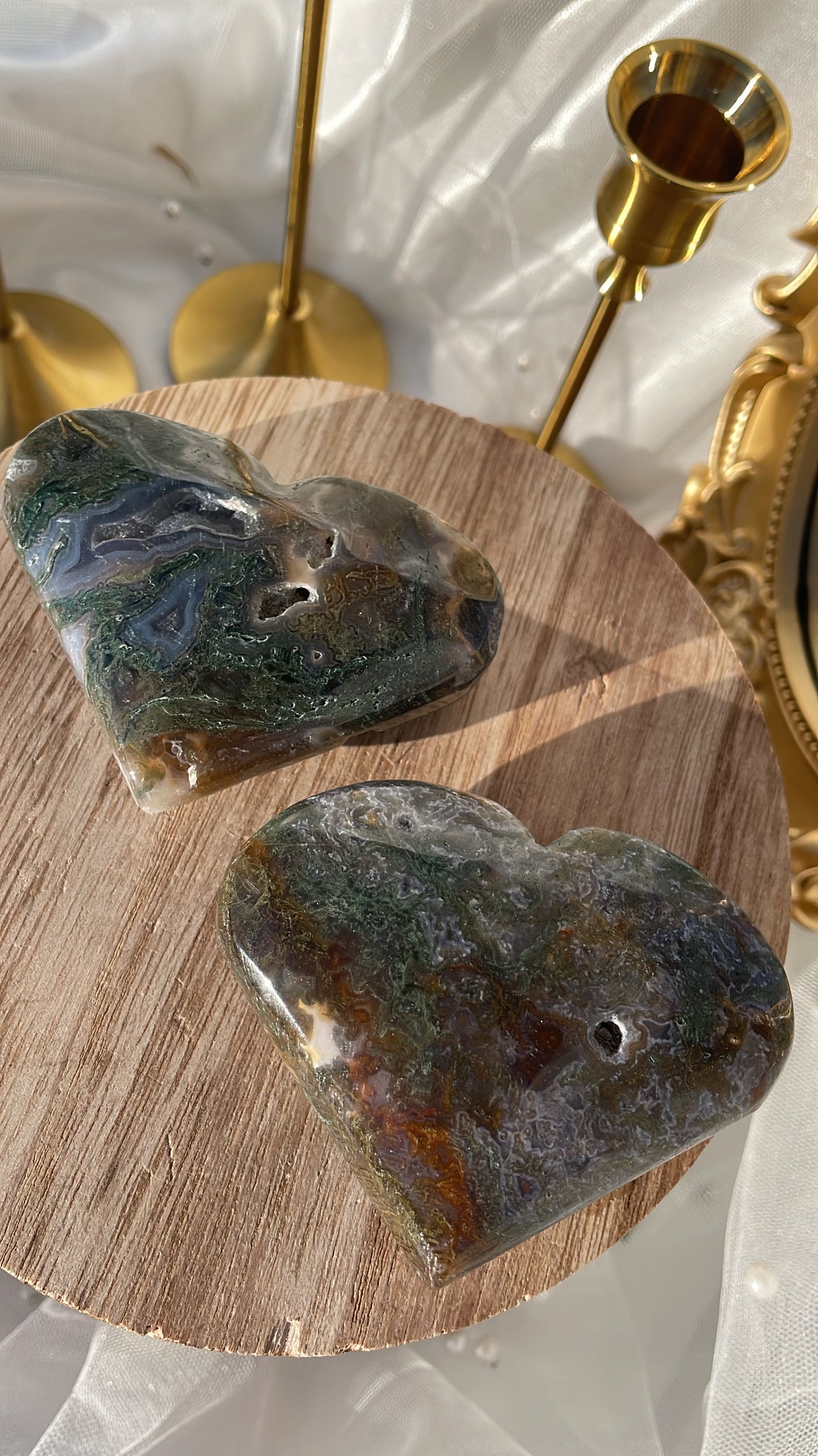 Moss Agate Hearts