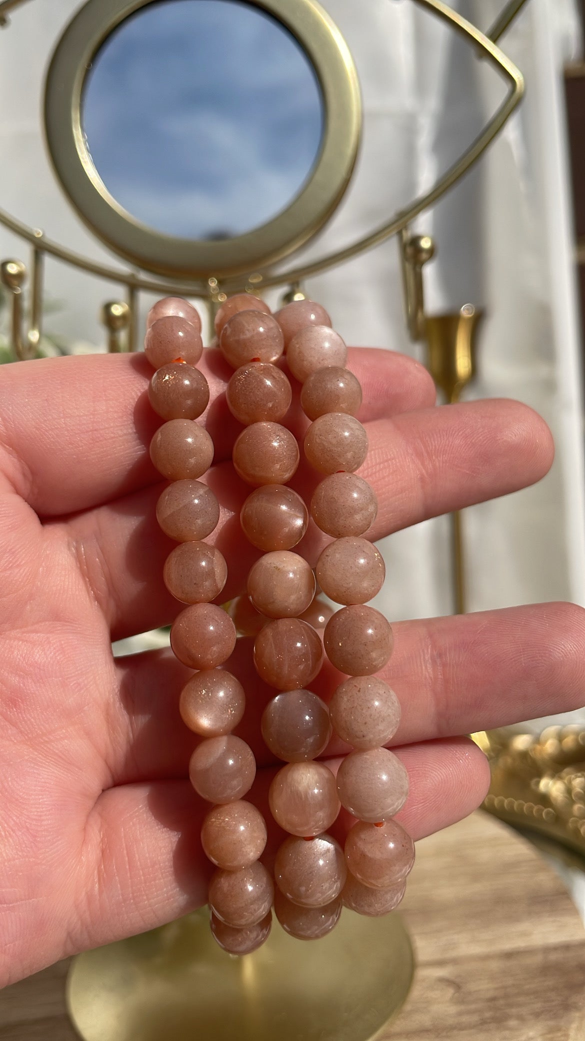 Peach Moonstone Bead Bracelets