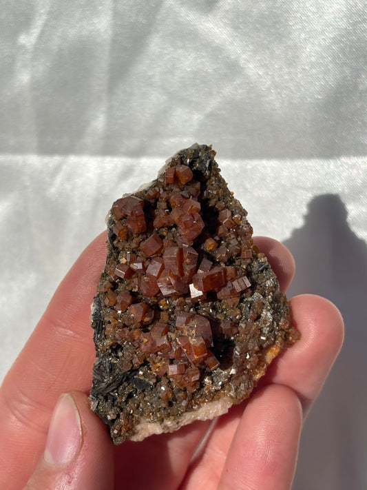 Vanadinite On Black Barite Cluster