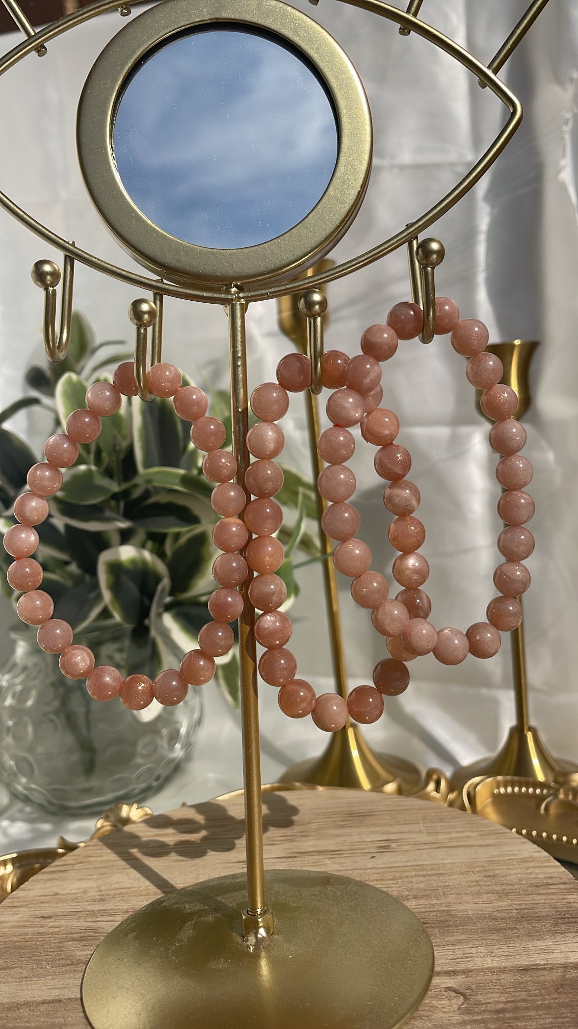 Peach Moonstone Bead Bracelets