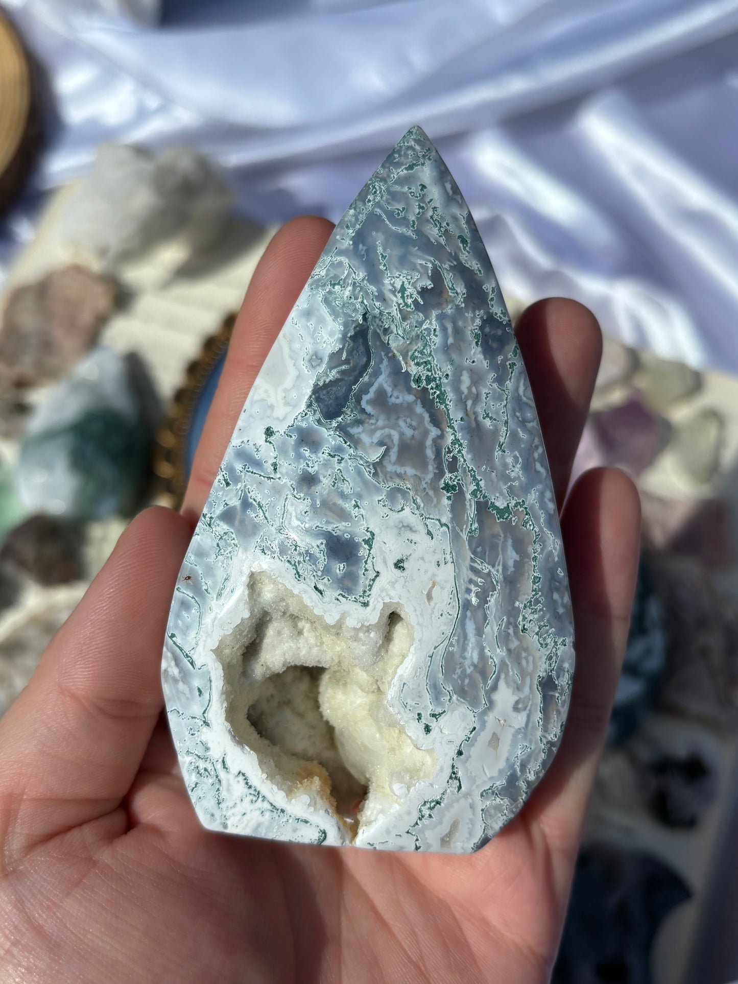 Druzy Moss Agate Freeform