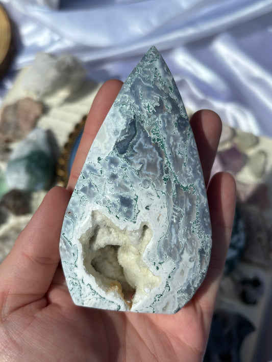 Druzy Moss Agate Freeform