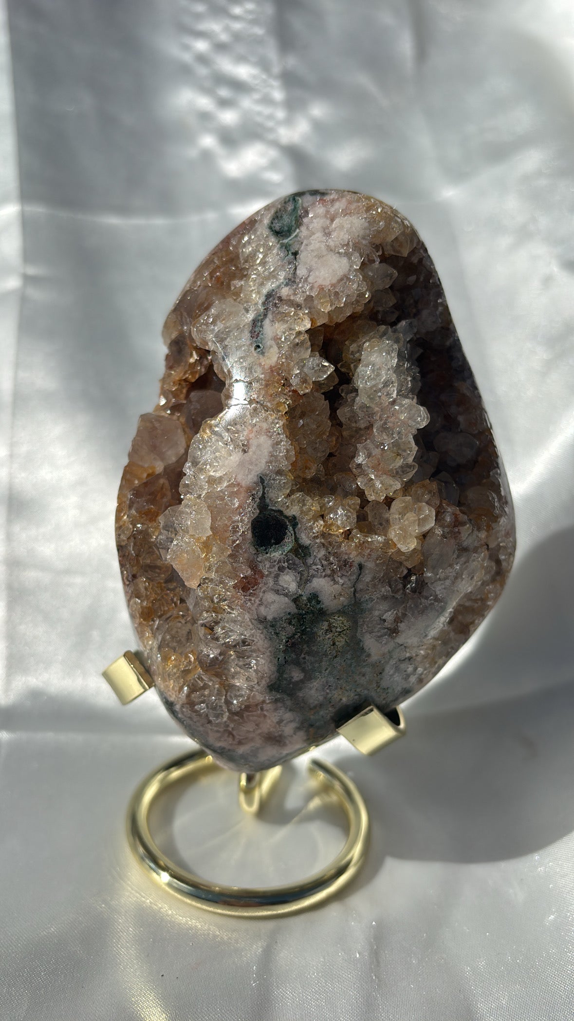 Pink Amethyst Freeform Comes With Gold Stand