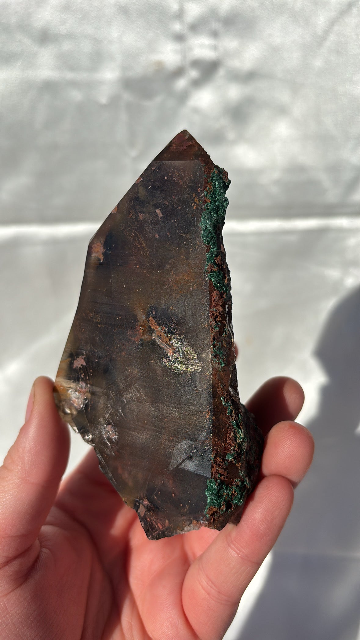 Malachite On Smokey Quartz