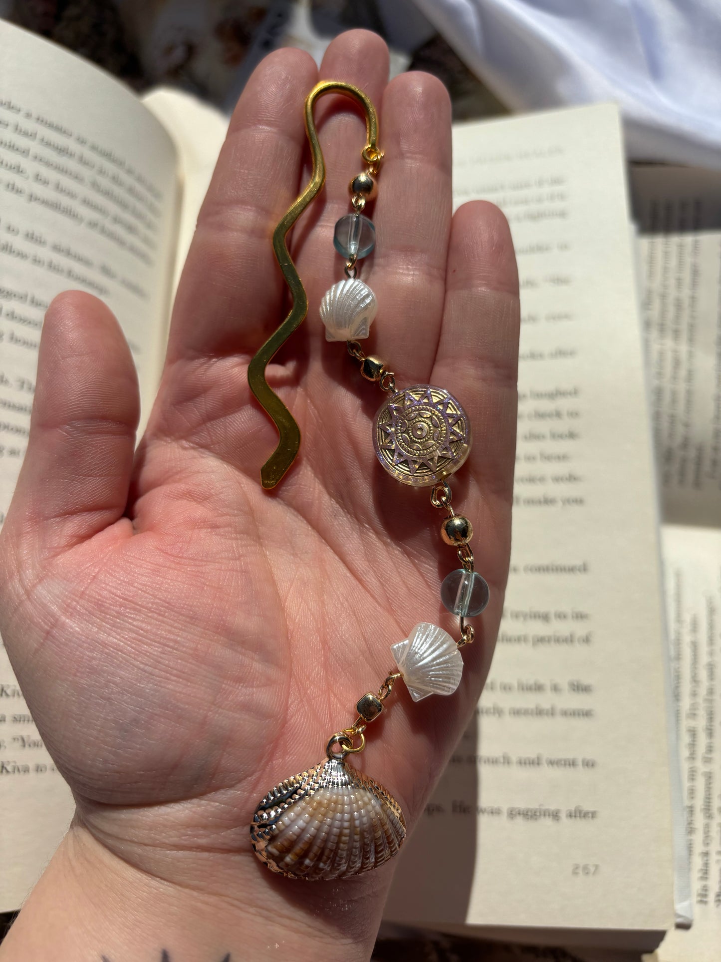 Gold Light Blue Handmade Bookmark (MELIA)