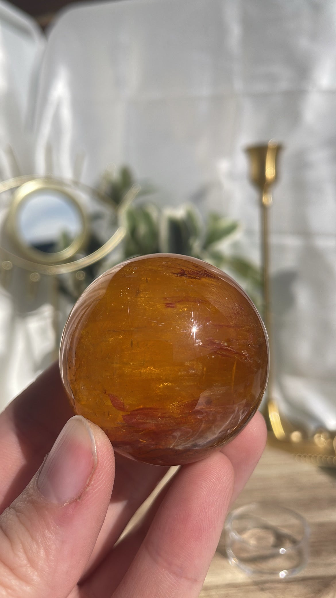 Yellow Fluorite With Mica Sphere