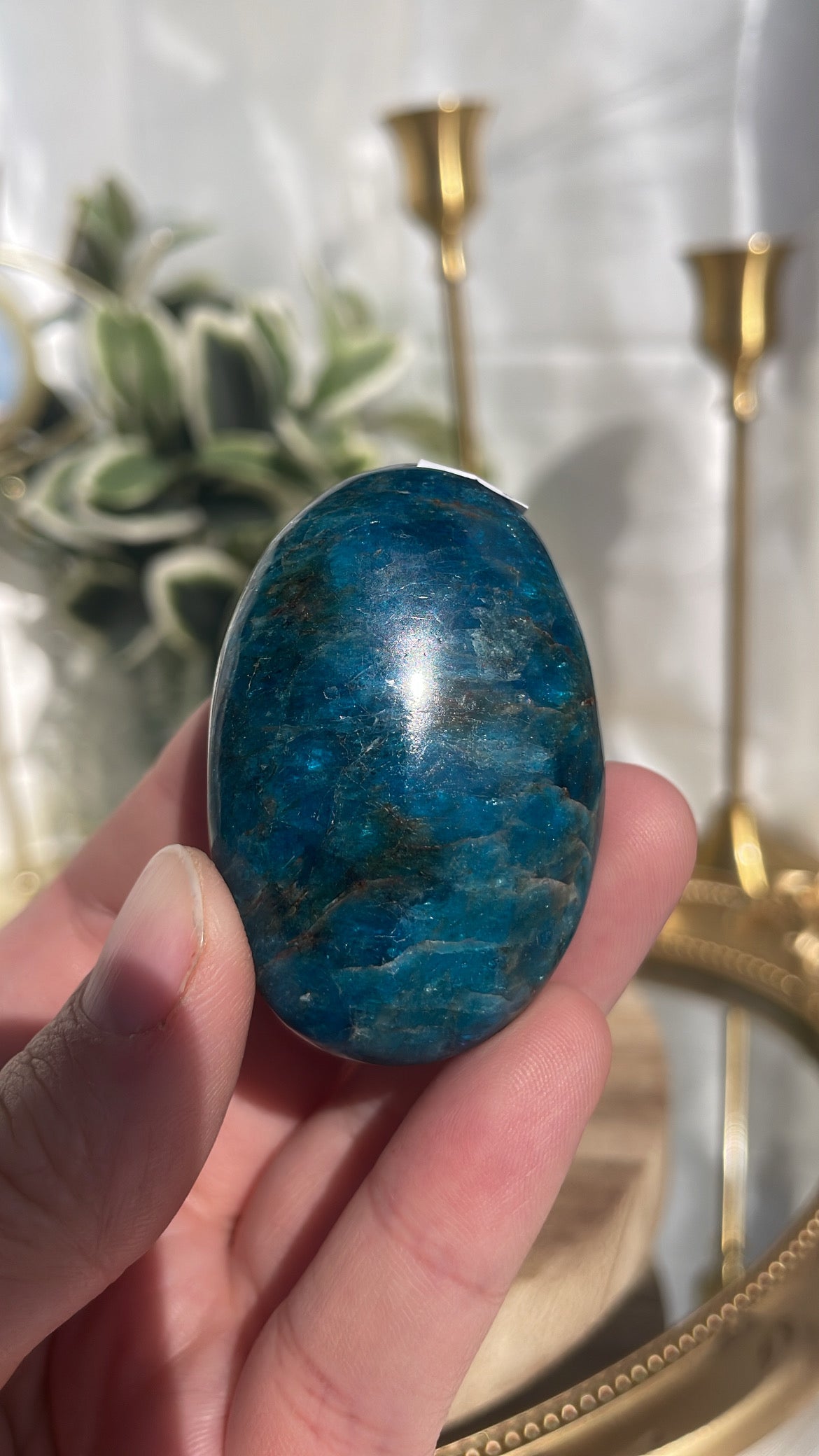 Blue Apatite Palmstone