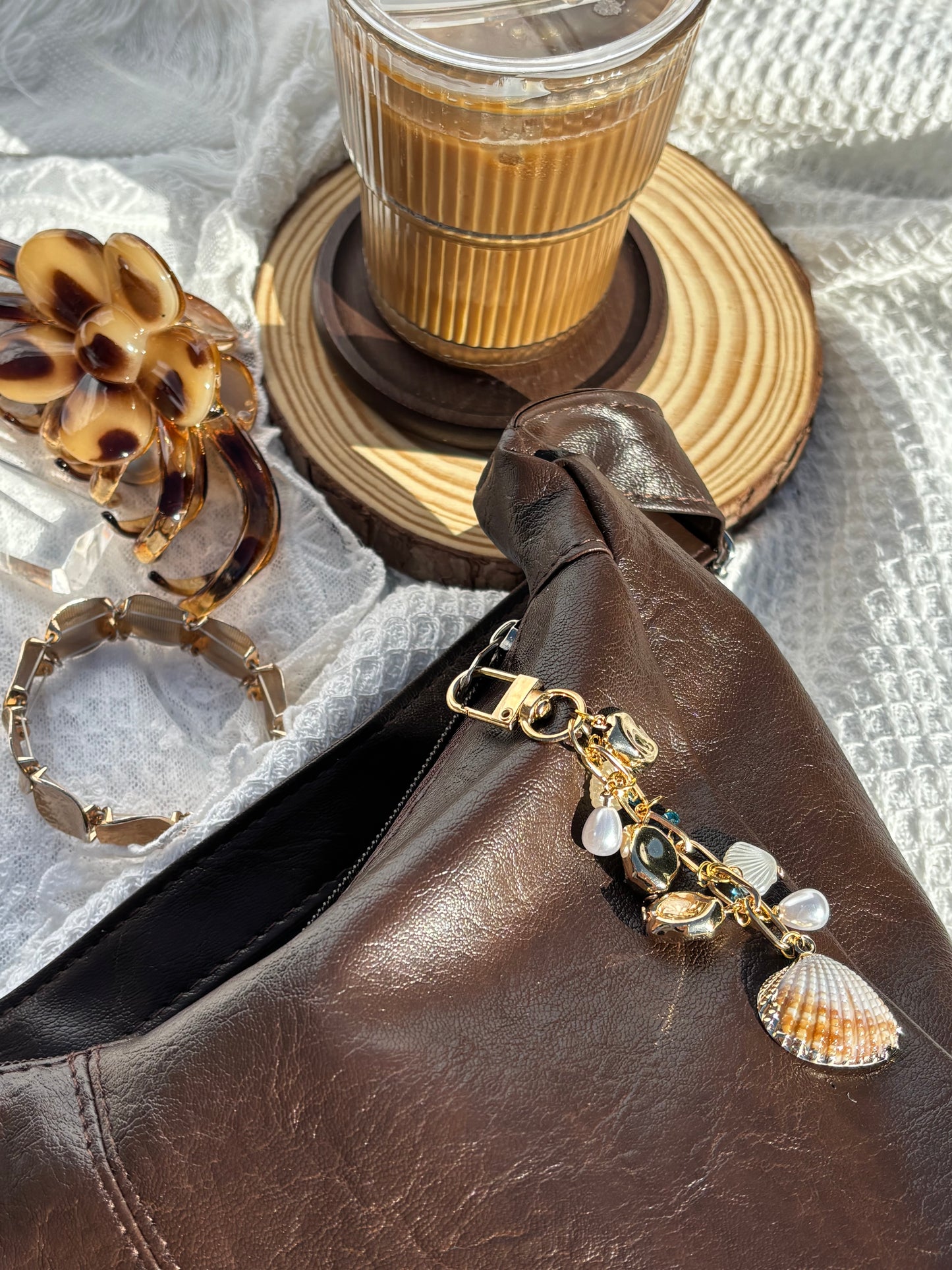 Gold Bag Charm PEARL