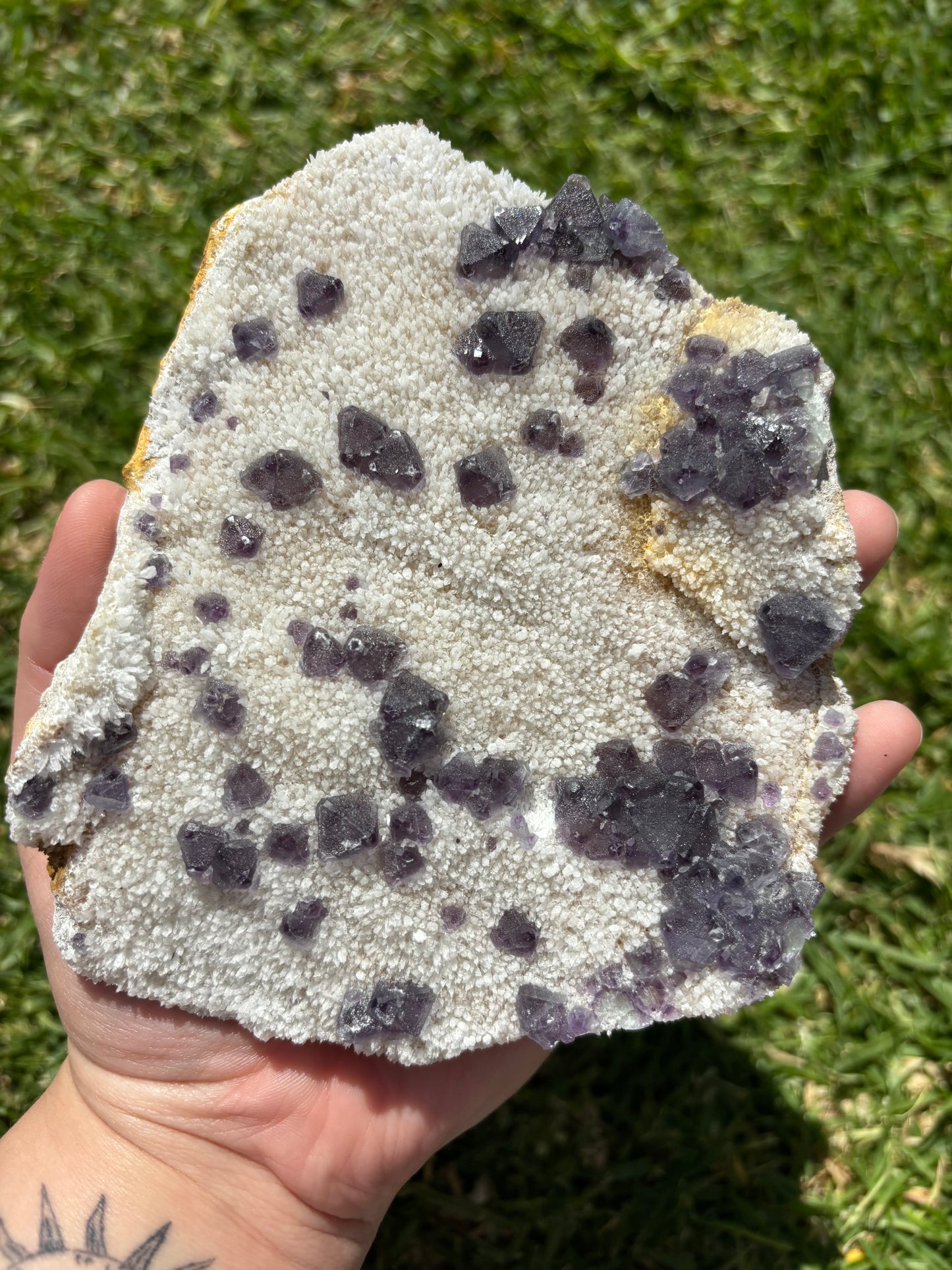 Purple Fluorite On Aragonite Specimen