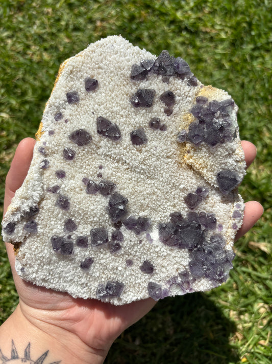 Purple Fluorite On Aragonite Specimen